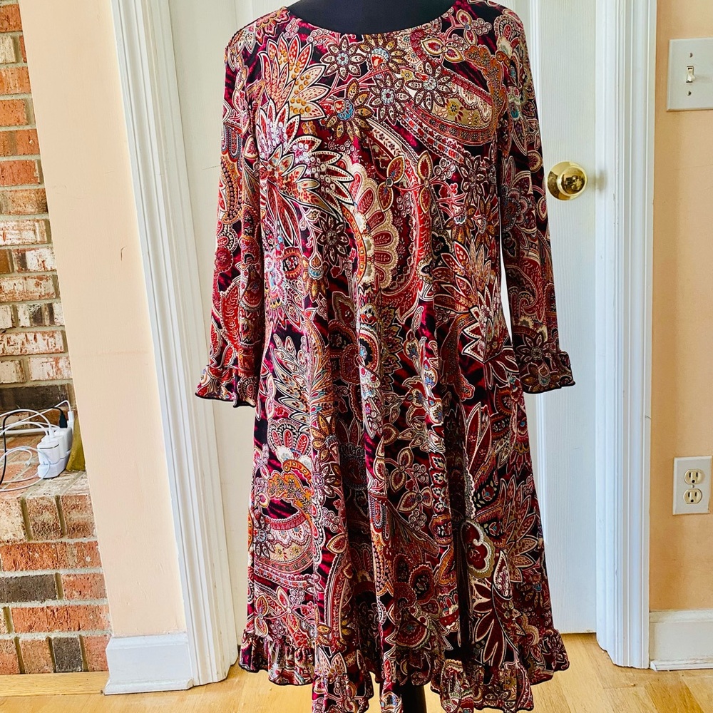 Honeyme Multicolor Paisley Long Sleeve Dress